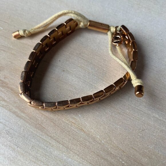 Michael Kors Rose Gold Tone Adjustable Watch Link Style silk corded bracelet - Picture 13 of 15